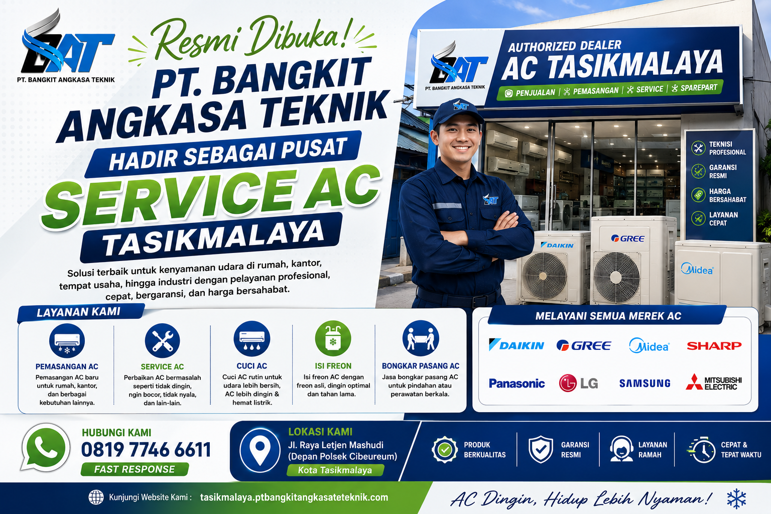 Kini Hadir di Tasikmalaya! PT. Bangkit Angkasa Teknik Buka Pusat Layanan AC & HVAC